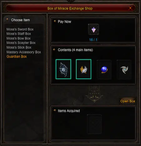 NPC Moss Guardian Box Option