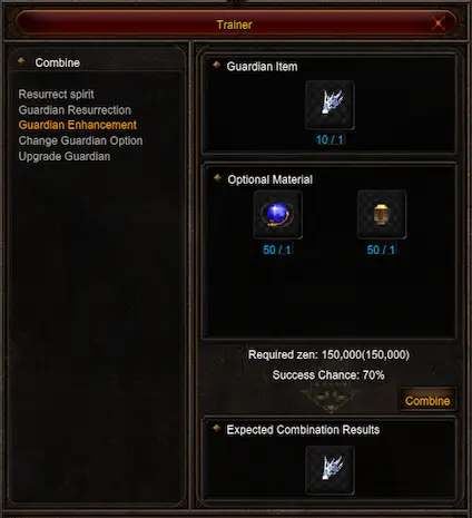 NPC Trainer Guardian Enhancement Option