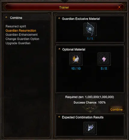 NPC Trainer Guardian Resurrection Option