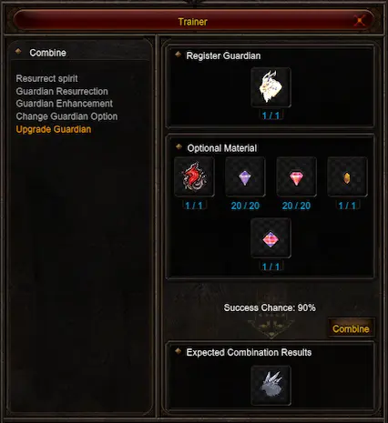 NPC Trainer Upgrade Guardian Option