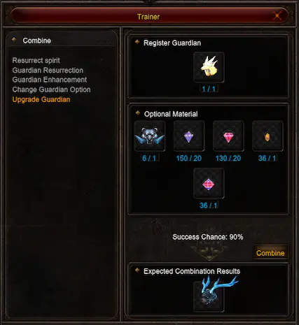 NPC Trainer Upgrade Guardian Option